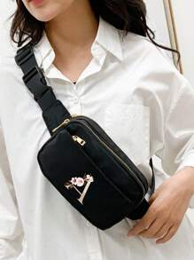 Chiếc túi đeo ngực, túi đeo chéo, túi thể thao và tập luyện màu trơn này được trang trí bằng các chữ cái màu vàng từ A đến Z. Nó là ví nữ, túi đeo vai, túi đeo hông, ví đựng tiền xu, túi nhỏ, túi đeo ngực ngoài trời, túi đựng điện thoại, túi đeo hông đa chức năng đựng đồ tập yoga, túi đeo vai thể thao chống thấm nước có thể điều chỉnh, phù hợp cho thể thao, chạy bộ, du lịch, leo núi và ngày đầu tiên đến trường, giúp bạn vừa thời trang vừa ngăn nắp. - màu đen - Xem 4