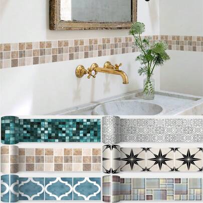 1 Roll 2M Self-Adhesive Waterproof Wall Sticker, Suitable For Bathroom, Kitchen And Tile Waistline, Baseboard Sealing, Can Be Used For Home Decor, Posters, Stickers, Wall Decals, Spring Decorations, Adding Vitality To Your Home, Holiday Decorative Stickers, Birthday And Graduation Gifts.