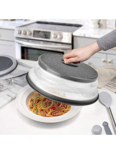 1pc Collapsible Microwave Cover, Multipurpose Silicone Folding Food Warmer Splash Guard,Bag,Organizer,Storage,Kitchen