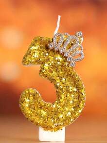 1pc Numeric Candle, Gold Glitter, Suitable For Birthday Party Scene, Kitchen, Living Room, Office, Birthday Party Gift, Gold Crown,Room Decor,Gifts - Multicolor - View 19