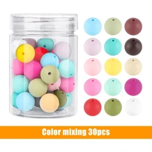 50 Piezas Cuentas de silicona de 15mm de varios colores, cuentas de silicona a granel para hacer llaveros, cuentas de silicona para hacer pulseras y collares, y cuentas de silicona redondas para bolígrafos