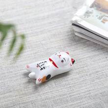 1/2 Pacotes Conjunto Suporte de Hashi para Gato, Descanso de Hashi Estilo Japonês Porcelana Gato da Sorte, Descanso de Colher Cerâmica, Hashi, Garfo, Faca, Utensílios de Mesa, Decoração de Casa e Cozinha, Presente, Suporte de Hashi, Colher, Garfo, Faca Estilo Japonês em Porcelana Cerâmica Gato da Sorte - Multicolorido - Visão 12