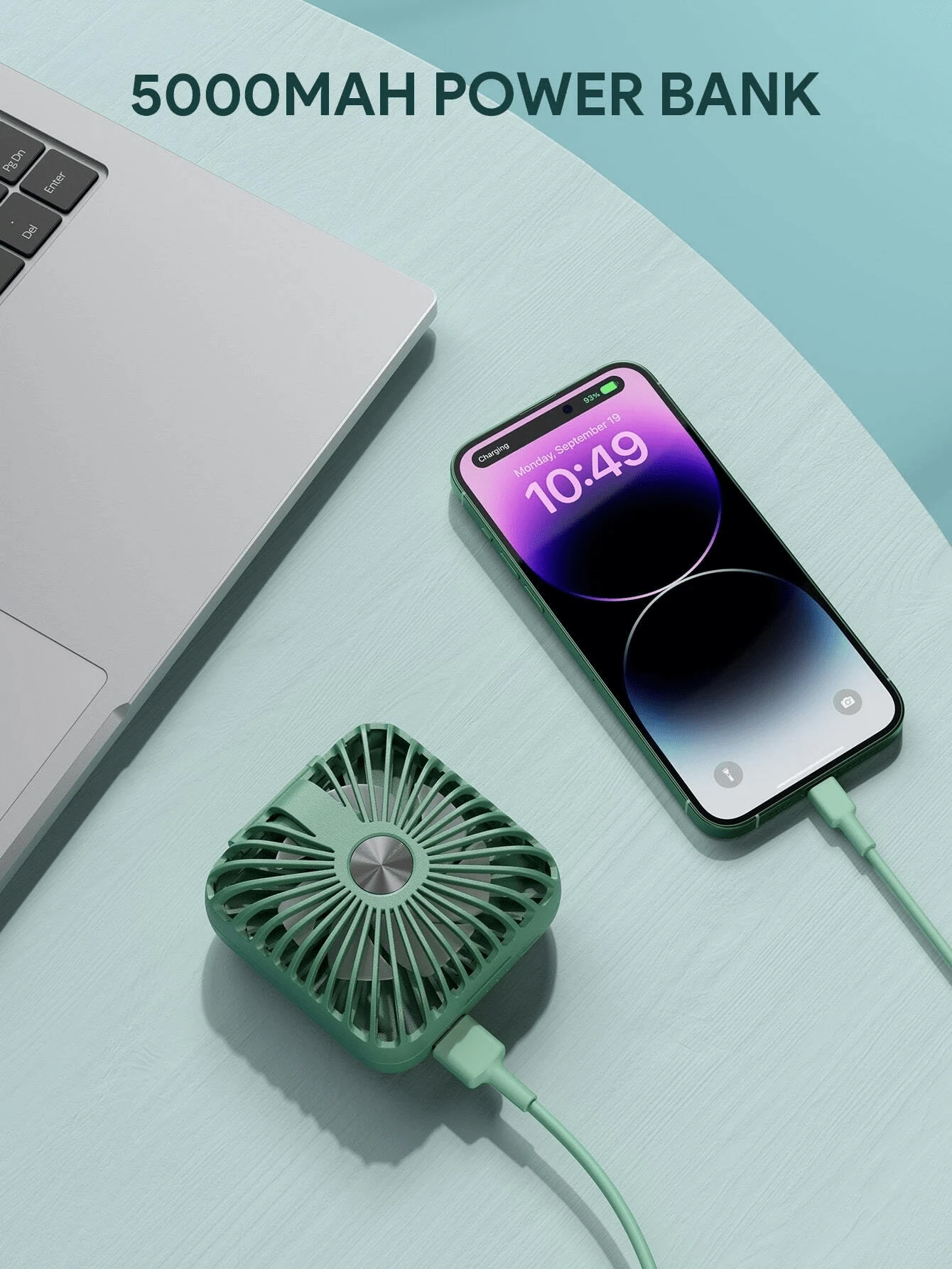 Portable Rechargeable Small Fan, 3 Speed Adjustment, With 5000 MAh