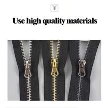 5pcs Single Slider, Double Sliders #5 Metal Zippers, Assorted Colors, Suitable For Sewing, Jackets, And Crafts - Black, Gold, Silver Grey