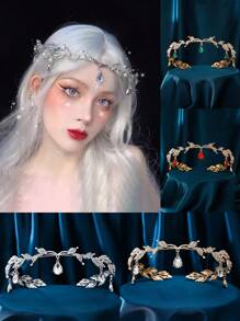 1pc Fashion Women's Eyebrow Chain, Bridal Wedding Crown Party Accessory. Sparkling Material, Delicate Design, Mysteriously Alluring. Essential Fairy Queen Hair Ornament. Steal The Spotlight For Party Photos, Showcase Unique Charm. Available In Multiple Gemstone Colors Halloween