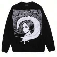 Suéter tejido Unisex adulto "Slug Girl" de  (Negro/Blanco) - Blanco y Negro - Ver 2