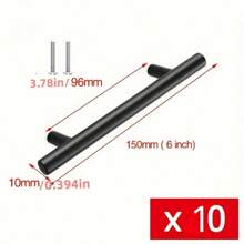 1/10 件拉丝金色厨房把手，不锈钢 T 型门拉手 96 毫米橱柜旋钮和把手，黑色家具把手