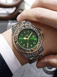 Modische Herrenuhr aus Edelstahl mit Quarzwerk, Geschenkuhr für Feiertage, Ostern, Vatertag, Feiertage