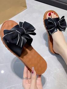 ISPORTE Sandalias con adornos de diamantes de imitación para mujer, sandalias, sandalias planas versátiles con lentejuelas para exteriores a la moda - XZ064-Negro - Ver 1