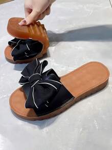 ISPORTE Sandalias con adornos de diamantes de imitación para mujer, sandalias, sandalias planas versátiles con lentejuelas para exteriores a la moda - XZ064-Negro - Ver 2