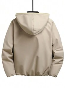 Jaqueta térmica casual com capuz e forro térmico para meninos pré-adolescentes, outono inverno