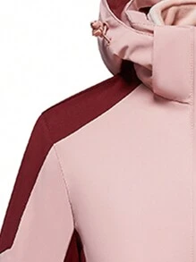1 pieza Chaqueta softshell 3 en 1 para mujer para deportes al aire libre, montañismo, acampada, con capucha desmontable, a prueba de viento, impermeable y forro térmico contra el frío - Burdeos - Ver 5