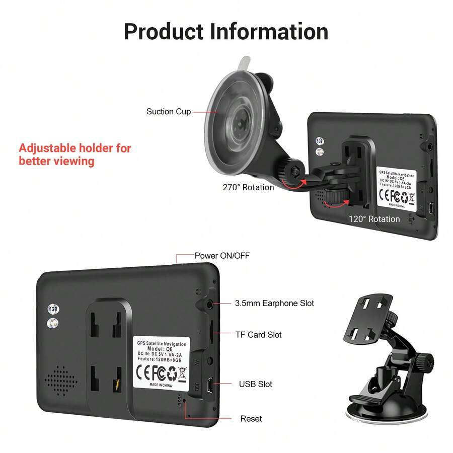 ESSGOO 5" Touch Screen Car Truck Sat Nav GPS Navigation UK/EU Map Free