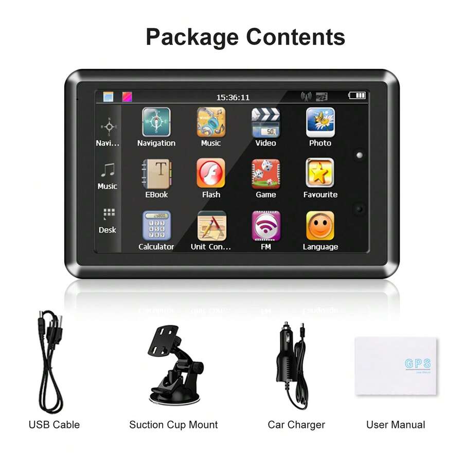 ESSGOO 5" Touch Screen Car Truck Sat Nav GPS Navigation UK/EU Map Free