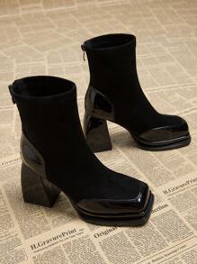 2025 Herbst Neue wasserdichte Plateau Elegante Absatz Hochstiefel, Spitze Zehen Nachtclub Damen Stiefel, Mode Kurzstiefel für Herbst & Winter