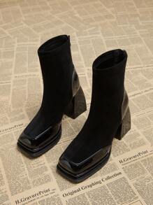 2025 Herbst Neue wasserdichte Plateau Elegante Absatz Hochstiefel, Spitze Zehen Nachtclub Damen Stiefel, Mode Kurzstiefel für Herbst & Winter