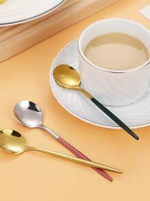 2/4/6/12/24件套不锈钢咖啡/甜点勺套装，适合居家下午茶、学校用品 - 金色 - 查看 2
