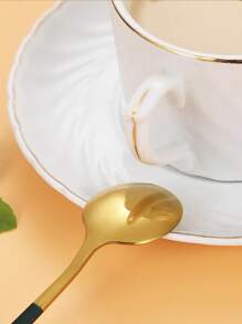 2/4/6/12/24件套不锈钢咖啡/甜点勺套装，适合居家下午茶、学校用品 - 金色 - 查看 5