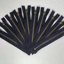 10 piezas Cremalleras de metal de latón, de extremo cerrado, autobloqueantes, para jeans, pantalones casuales, de color dual - 10 piezas - Ver 9