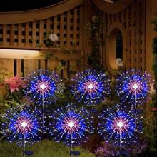 6 Pack 720 LED Copper Wire Solar Firework Lights Outside, Solar Outdoor Garden Lights, 8 Lighting Modes Outdoor Soalr Fairy Lights Waterproof For Yard Garden Flowerbed Party Decorations, Christmas Decorations, Halloween Decor. - 彩色 - 查看 2