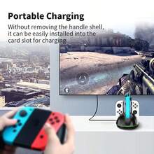 AOLION Trạm sạc 4 trong 1 tương thích với bộ điều khiển Switch Oled Joycon Tay cầm sạc Đế sạc nhanh tương thích với phụ kiện Switch - màu đen - Xem 5