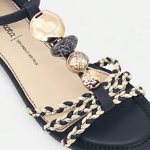 Dakota Comfort Women's Flat Sandal With Original Stonework - 黑色 - 查看 4