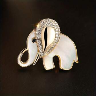 1pc Elegant Rhinestone Elephant Brooch - Handmade Enamel Pin To Adorn Your Fashionable Wardrobe - Versatile Jewelry Accessory For Daily Wear Dress Accessories Pin For Clothes Bag Charm Backpack For School Office Accessories Shirts Jacket Christmas Halloween Clothes Pin Funny Cute Teacher Gifts