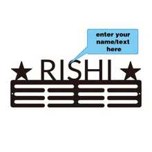 定制金属奖牌架 - 运动员个性化姓名展示架、运动奖牌收纳架、经典家居装饰、奖牌获得者礼物、运动员圣诞礼物 - 黑色 - 查看 2