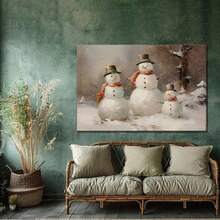 1 Piece Wooden Frame Canvas Painting Christmas Snowman Family, Perfect For Office Corridor Home Living Room Decoration Hanging, Christmas Theme - 12*18吋/30*45公分 附框 - 查看 8