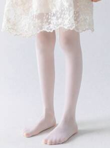 1入組女孩透氣白色緊身連褲襪，具有網眼細節和底部開口，適合日常穿著。 - 米色 - 查看 23