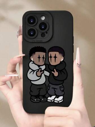 Black TPU Protective Shock-Proof Full Body Men & Women Phone Case With Boy Graphics, Suitable For IPhone 15/14/13/12/11/XS/XR/X/7/8/Mini/Plus/Pro/Max/SE Waterproof Anti-Fall Scratch Resistant