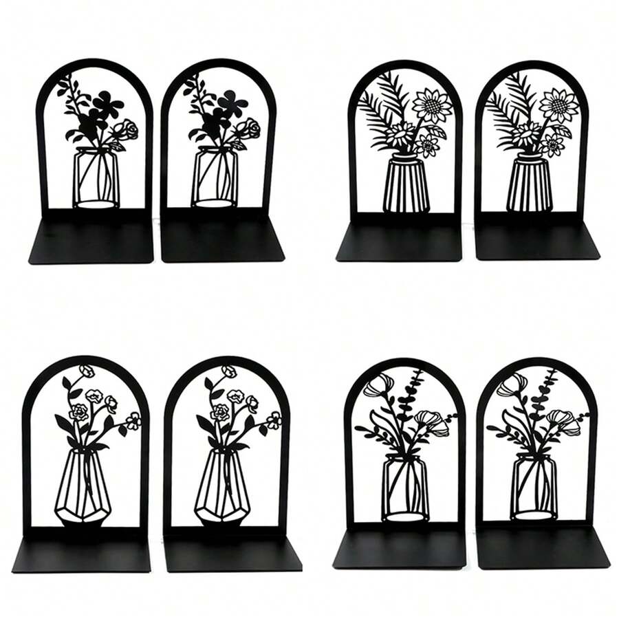 创意花瓶金属切割书立镂空工艺桌面书架学生桌面收纳装饰书挡 - 均碼 - 查看 1