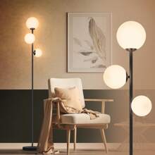 Floor Lamp Gold For Bedroom - 3 Color Options Moderm Vintage Floor Lamps For Living Room, Mid Century Standing Lamp Home Decor For Bedrooms Office(Gold-Black, LED Bulbs Included) - 美規A型插(110-127V) - 查看 1