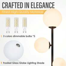 Floor Lamp Gold For Bedroom - 3 Color Options Moderm Vintage Floor Lamps For Living Room, Mid Century Standing Lamp Home Decor For Bedrooms Office(Gold-Black, LED Bulbs Included) - 美規A型插(110-127V) - 查看 3
