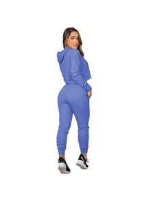 CONJUNTO CASUAL DEPORTIVO AFELPADO Con Pantalon Tipo JOGGER Y Sudadera Con Capucha (Diferentes Bordados)  LS2023 - Azul menta - Ver 2
