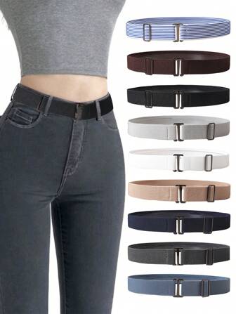 No Show Invisible Elastic Belt For Women, Stretchable Belt With Metal Buckle Invisible