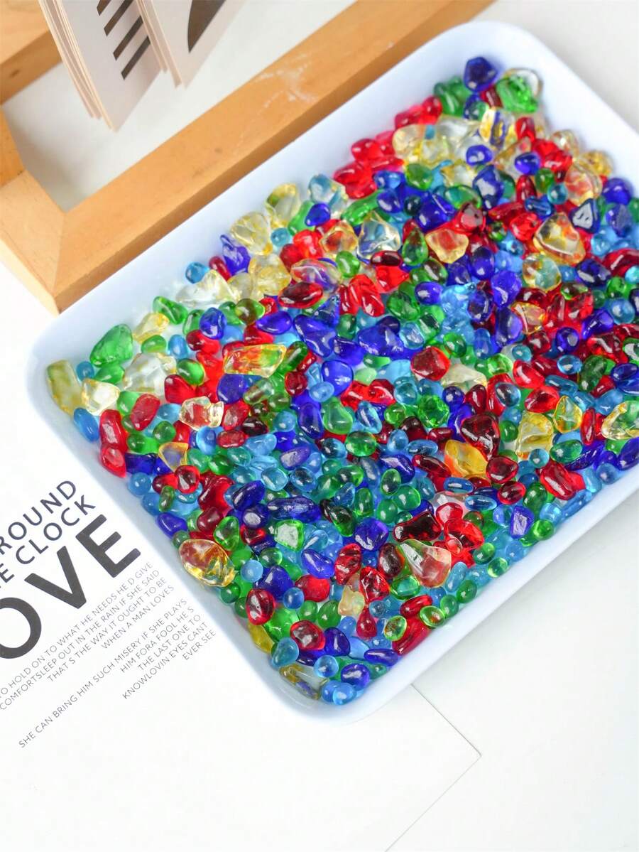1LBMixed MultiColored Glass Gravel, MultiPurpose Decorations
