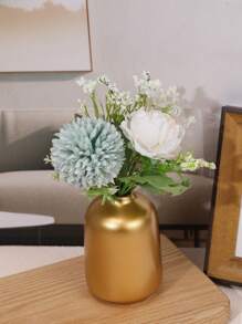 欧式时尚圆柱形花瓶。树脂家居装饰花瓶，简约现代插花产品（1 件），婚礼装饰，中心装饰，桌面装饰，派对 - 金色 - 查看 6