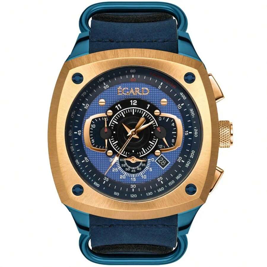 Egard V1 Viking Watch Blue Dial Stainless Steel Leather Strap Model WCH-5083-Y0N178 - 彩色 - 查看 1
