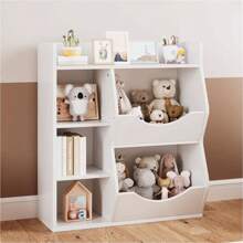 Toy Storage Organizer With Bookcase,Kid's Multi Shelf Cubby For Books,Toys,5-Cubby Kids Bookshelf And Bookcase,Storage Organizer For Boys,Girls Play Room/Bedroom