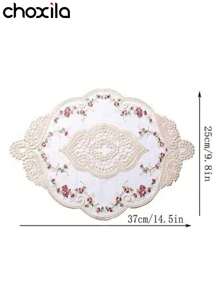 choxila 1pc Floral Embroidered Place Mat, Coffee Mat, Coasters, Coffee Pad, Home Decor Vintage Table Placemat, Mesh Placemat Table Decorative Mat With Semi-Transparent Printed Pattern Cabinet Decoration Tool Vase Mat Retro Style Mat Back To School