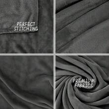 Soft Solid Color Microfiber Flannel Fleece Blanket, Cozy Warm Plush Throw For Sofa And Bed - Dark Grey - View 4
