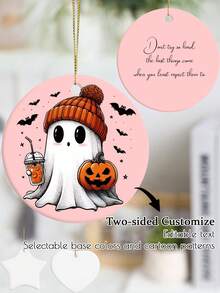 1 mặt dây chuyền bằng sứ hình ma hoạt hình tùy chỉnh - Tự thiết kế mặt dây chuyền bằng sứ có chỉnh sửa màu, là lựa chọn quà tặng tốt nhất, đồ treo xe dễ thương, món quà tuyệt vời nhất cho bố mẹ, chồng và vợ, bạn bè nam nữ, quà tặng Halloween tự làm, kỷ niệm, quà tặng ngày lễ - trắng - Xem 1