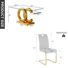 Sumdeal 63" Glass Dining Table With 4 Modern Chairs,Sumdeal 63" Glass Dining Table With 6 Modern Chairs, Golden/Silver - Bàn và 6 ghế màu xám chân vàng - Xem 2