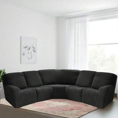 5-Seat Recliner Sofa Cover Jacquard Stretch Sectional For L Shape Corner Sofa Slipcover Anti Slip Protector Sectional Corner Sofa Couch Sofa Set For Living Room