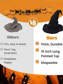 5pcs Witch Hats, 38cm/14.96in Height, 37cm/14.57in Width, Suitable For Adults And Teenagers, New Year, Easter Gifts, Party Favors, Queue Toys. Also Available Novelty Costume Accessories For Halloween Parties, Christmas Masquerades, Carnivals, Magician Hats, Easter Gifts, Stuffer Bag Gifts, Surprise Presents.