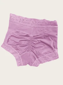 1pc Women High Waist Shapewear Shorts, High Waist Butt Lifting & Tummy Control Shorts, Lace Trim Shapewear Shorts For Daily Wear - Purple - View 6