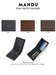 MANDU 2024 New Men's Bi-Fold Slim Wallet RFID Blocking Card Holder Coin Purse Gifts For Men Wallets For Men Purse Essentials Items - Brown - View 8