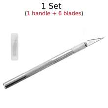 6/12 件精密工艺爱好刀套件 - 高精度实用艺术精密刀套装，配有极其锋利的剃须刀，适用于雕刻、建筑建模、剪贴簿、DIY 艺术品切割等 - 适合手工艺个人和专业人士的综合工具（6 毫米铝合金手柄，带 11# 1# 3# 4# 刀片） - 彩色 - 查看 14
