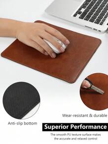 1pc Leather Mouse Pad, Waterproof, Suitable For Computer Desk, Rubber Bottom With Anti-Slip Particles, Notebook Mouse Pad